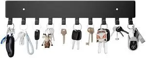 Key Holder for Wall, Key Hooks with 10 Hooks, Wall Mounted Key Holder for Hallway, Self Adhesive Key Rack(Black) Key Holder for Wall, Key Hooks with 10 Hooks, Wall Mounted Key Holder for Hallway, Self Adhesive Key Rack(Black)