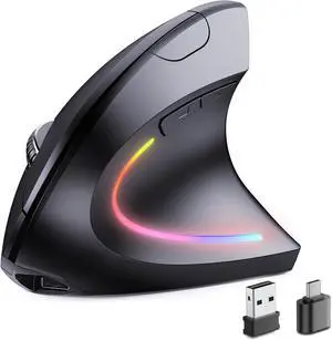 Bluetooth+USB A+USB C(3 in 1)Rechargeable Ergonomic Mouse, Wireless Vertical Design, 5 Adjustable Levels Up to 4800 DPI, 2.4G Carpal Tunnel Silent Mice for PC,Laptop,MacBook,Chromebook-Black Bluetooth+USB A+USB C(3 in 1)Rechargeable Ergonomic Mouse, Wireless Vertical Design, 5 Adjustable Levels Up to 4800 DPI, 2.4G Carpal Tunnel Silent Mice for PC,Laptop,MacBook,Chromebook-Black