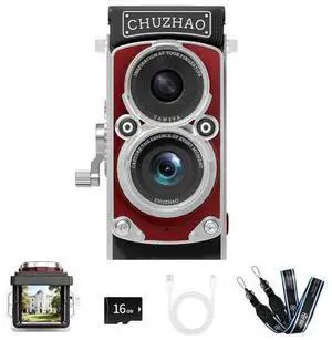 CHUZHAO Vintage Mini Digital Camera, Portable TLR Style Retro Point and Shoot Compact Small Pocket 1080P FHD Video 12MP Autofocus Vlogging Camera with 16 GB Card for Beginners Teens Adults Red CHUZHAO Vintage Mini Digital Camera, Portable TLR Style Retro Point and Shoot Compact Small Pocket 1080P FHD Video 12MP Autofocus Vlogging Camera with 16 GB Card for Beginners Teens Adults Red