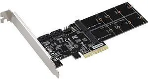 4in1 Dual M.2 NGFF (B Key) SSD+ Dual SATAIII 6G SSD/HDD to PCI Express 4X Converter Adapter with Low Profile Bracket for Desktop PC 4in1 Dual M.2 NGFF (B Key) SSD+ Dual SATAIII 6G SSD/HDD to PCI Express 4X Converter Adapter with Low Profile Bracket for Desktop PC