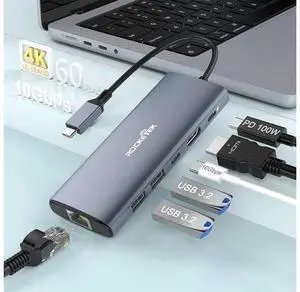 6-in-1 USB C Hub 4K@60Hz 10Gbps USB C hub Multiport Adapter, Type C Hub with Ethernet, 4K@60Hz HDMI, 100W PD, 10Gbps USB C and 2 USB A, USB C Docking Station for MacBook Pro and Other USB-C Laptops 6-in-1 USB C Hub 4K@60Hz 10Gbps USB C hub Multiport Adapter, Type C Hub with Ethernet, 4K@60Hz HDMI, 100W PD, 10Gbps USB C and 2 USB A, USB C Docking Station for MacBook Pro and Other USB-C Laptops
