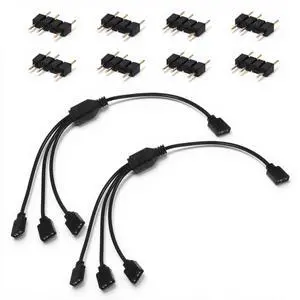 1-to-3 ARGB Splitter Cable, ARGB Extension Cables 2-Pack 5V 3 Pin Addressable RGB Extension Cable for Computer Chassis, CPU Heat Sink and 5V ARGB Fans, 2 Pack (11.8 Inches) 1-to-3 ARGB Splitter Cable, ARGB Extension Cables 2-Pack 5V 3 Pin Addressable RGB Extension Cable for Computer Chassis, CPU Heat Sink and 5V ARGB Fans, 2 Pack (11.8 Inches)