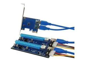 PCIe Riser Card 1 to 2 PCI-E 1X to PCI-E 16X Slot With USB 3.0 Power Cable Adapter Conveter PCIe Riser Card 1 to 2 PCI-E 1X to PCI-E 16X Slot With USB 3.0 Power Cable Adapter Conveter