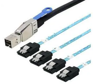 MINI SAS HD SFF-8644 with IC to 4 Ports SATA 7P straight server hard drive cable MINI SAS HD SFF-8644 with IC to 4 Ports SATA 7P straight server hard drive cable