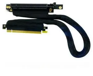PCI-E 4.0 X16 Extension Cable Graphics Card with Braided Sleeve and Cable Management Tube gen4 Right side mesh 90 degree PCI-E 4.0 X16 Extension Cable Graphics Card with Braided Sleeve and Cable Management Tube gen4 Right side mesh 90 degree