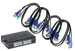 4 Port VGA KVM Switch PS//2 Mouse Keyboard Console Manual Button Press Select With Cable High Resolution 460SL 4 Port VGA KVM Switch PS//2 Mouse Keyboard Console Manual Button Press Select With Cable High Resolution 460SL
