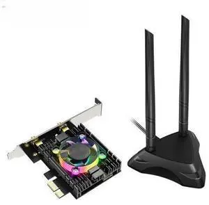 3000Mbps WiFi 6 Card Adapter 5.1 Dual Band 2.4G/5G With Heatsink RGB Fan And Antenna Base AX200 Chipset 3000Mbps WiFi 6 Card Adapter 5.1 Dual Band 2.4G/5G With Heatsink RGB Fan And Antenna Base AX200 Chipset
