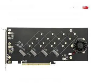 4 Ports M.2 NVMe to Pcie 4.0 X16 riser controller Adapter Card Only Support Bifurcation Motherboards 4 Ports M.2 NVMe to Pcie 4.0 X16 riser controller Adapter Card Only Support Bifurcation Motherboards