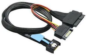4i Gen5 SAS SFF-8654 4X to U.2 NVMe SAS SFF-8639 68Pin with SATA 15P male Power PCIe Mini Cooledge IO SSD Cable 4i Gen5 SAS SFF-8654 4X to U.2 NVMe SAS SFF-8639 68Pin with SATA 15P male Power PCIe Mini Cooledge IO SSD Cable