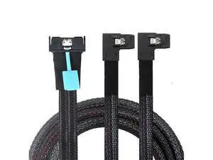 PCI-E 5.0 8X 74Pin to 2X 36Pin Mini SAS SFF-8087 right angle Extension Data and Cord Cable PCI-E 5.0 8X 74Pin to 2X 36Pin Mini SAS SFF-8087 right angle Extension Data and Cord Cable