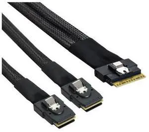 PCI-E Ultraport Slim SAS4.0 SFF-8654 8i 74pin to Dual SFF-8643 4i Mini SAS Cable PCI-E Ultraport Slim SAS4.0 SFF-8654 8i 74pin to Dual SFF-8643 4i Mini SAS Cable