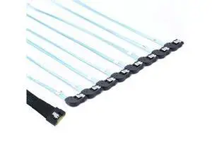 4.0 SFF-8654 8i to 8-port SATA Left Angled Adapter Cable 4.0 SFF-8654 8i to 8-port SATA Left Angled Adapter Cable