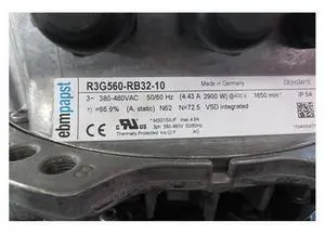 R3G560-RB32-10 Germany ebmpapst centrifugal fan 400v 4.43A 1650rpm 2900W room clean air fan R3G560-RB32-10 Germany ebmpapst centrifugal fan 400v 4.43A 1650rpm 2900W room clean air fan