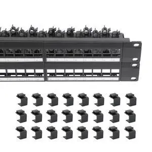 19 Inch Blank Keystone Patch Panel 48 Port 2U with 24PCS Blank Buckle | Rack Mountable, Numbered Ports with Label Slots, Cable Management, Modular Keystone Design, Supports Ethernet/Fiber 19 Inch Blank Keystone Patch Panel 48 Port 2U with 24PCS Blank Buckle | Rack Mountable, Numbered Ports with Label Slots, Cable Management, Modular Keystone Design, Supports Ethernet/Fiber