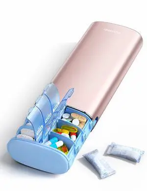Metal 7 Day Travel Pill Organizer 2 Times a Day, Built-in Desiccant | AM PM weekly Travel Pill Case, Twice-DailyAirtight Large Capacity Pill Box for Vitamins, Medication, Supplements & Fish Oil Metal 7 Day Travel Pill Organizer 2 Times a Day, Built-in Desiccant | AM PM weekly Travel Pill Case, Twice-DailyAirtight Large Capacity Pill Box for Vitamins, Medication, Supplements & Fish Oil