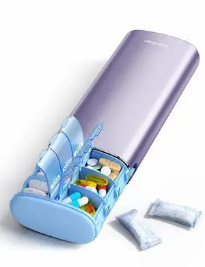 Metal 7 Day Travel Pill Organizer 2 Times a Day, Built-in Desiccant | AM PM weekly Travel Pill Case, Twice-DailyAirtight Large Capacity Pill Box for Vitamins, Medication, Supplements & Fish Oil Metal 7 Day Travel Pill Organizer 2 Times a Day, Built-in Desiccant | AM PM weekly Travel Pill Case, Twice-DailyAirtight Large Capacity Pill Box for Vitamins, Medication, Supplements & Fish Oil