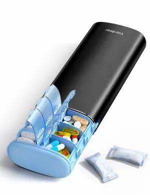 Metal 7 Day Travel Pill Organizer 2 Times a Day, Built-in Desiccant | AM PM weekly Travel Pill Case, Twice-DailyAirtight Large Capacity Pill Box for Vitamins, Medication, Supplements & Fish Oil Metal 7 Day Travel Pill Organizer 2 Times a Day, Built-in Desiccant | AM PM weekly Travel Pill Case, Twice-DailyAirtight Large Capacity Pill Box for Vitamins, Medication, Supplements & Fish Oil