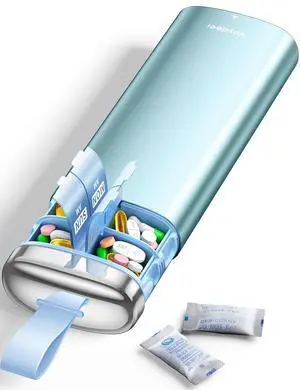 Metal Pill Organizer 2 Times a Day, AM PM 7 Day with Desiccant | Weekly Travel Pill Case with Pull Handle, Airtight Moisture-Resistant Seal, Pill Box for Medication & Supplements Metal Pill Organizer 2 Times a Day, AM PM 7 Day with Desiccant | Weekly Travel Pill Case with Pull Handle, Airtight Moisture-Resistant Seal, Pill Box for Medication & Supplements