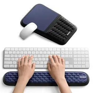 2-in-1 Keyboard & Mouse Wrist Rest Set Ergonomic Pain-Relief Support, Memory Foam Wrist Cushion with 8° Slope & Massage Nubs, Non-Slip PU Base, Relieves Wrist Pain & Carpal Tunnel from Long Typing 2-in-1 Keyboard & Mouse Wrist Rest Set Ergonomic Pain-Relief Support, Memory Foam Wrist Cushion with 8° Slope & Massage Nubs, Non-Slip PU Base, Relieves Wrist Pain & Carpal Tunnel from Long Typing