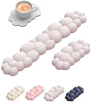 Cloud Keyboard Wrist Rest Set Ergonomic Memory Foam Wrist Pad for Computer, Laptop & Gaming, Non-Slip Cute Desk Accessories for Office(Keyboard Rest + Mouse Rest + Coaster) Cloud Keyboard Wrist Rest Set Ergonomic Memory Foam Wrist Pad for Computer, Laptop & Gaming, Non-Slip Cute Desk Accessories for Office(Keyboard Rest + Mouse Rest + Coaster)