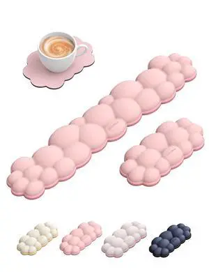 Cloud Keyboard Wrist Rest Set Ergonomic Memory Foam Wrist Pad for Computer, Laptop & Gaming, Non-Slip Cute Desk Accessories for Office(Keyboard Rest + Mouse Rest + Coaster) Cloud Keyboard Wrist Rest Set Ergonomic Memory Foam Wrist Pad for Computer, Laptop & Gaming, Non-Slip Cute Desk Accessories for Office(Keyboard Rest + Mouse Rest + Coaster)