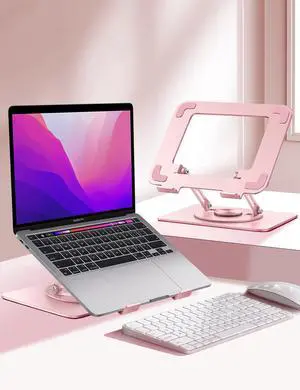 Adjustable Laptop Stand for Desk,Computer Stand Riser with 360° Free Rotation Base and Foldable Design Ergonomic Laptop Riser Fits for MacBook,Dell, HP and More 10-15.6 Laptops (Pink) Adjustable Laptop Stand for Desk,Computer Stand Riser with 360° Free Rotation Base and Foldable Design Ergonomic Laptop Riser Fits for MacBook,Dell, HP and More 10-15.6 Laptops (Pink)