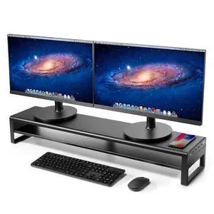 2 Tiers Dual Monitor Stand Aluminum Monitor Riser with Wireless Charging and 4 USB 3.0 Hub Ports Metal Strong&Sturdy for PC Monitor Laptop Computer TV Printer Space Saving Desk Organizer 2 Tiers Dual Monitor Stand Aluminum Monitor Riser with Wireless Charging and 4 USB 3.0 Hub Ports Metal Strong&Sturdy for PC Monitor Laptop Computer TV Printer Space Saving Desk Organizer