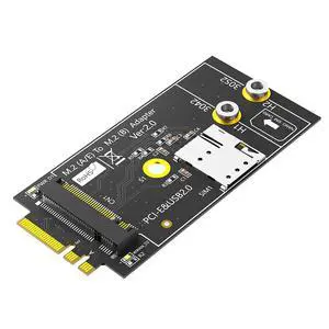 M.2 Key B to M.2 NGFF A+E Adapter with Nano SIM Card Slot for 3G/4G/5G Module Support USB 2.0/PCI-E Bus Interface M.2 Key B to M.2 NGFF A+E Adapter with Nano SIM Card Slot for 3G/4G/5G Module Support USB 2.0/PCI-E Bus Interface