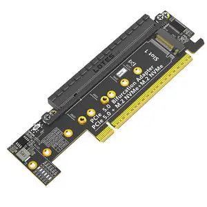 PCIe 5.0 X16 to Dual M.2 Mkey and PCIe x16(x8 Signal) Adapter Dual M.2 Mkey PCIe5.0 Adapter Compatible with M.2 NVMe SSD that Support PCI-e Bifurcation x8x4x4 PCIe 5.0 X16 to Dual M.2 Mkey and PCIe x16(x8 Signal) Adapter Dual M.2 Mkey PCIe5.0 Adapter Compatible with M.2 NVMe SSD that Support PCI-e Bifurcation x8x4x4