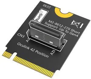 M.2 Key M PCI-e 4.0 x4 to SFF-8611/8612 4i Host Adapter Compatible with NVMe SSD and eGPU (Vertical Short Type A) M.2 Key M PCI-e 4.0 x4 to SFF-8611/8612 4i Host Adapter Compatible with NVMe SSD and eGPU (Vertical Short Type A)