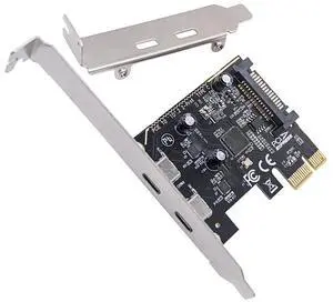 PCI-E x1 to 2 Ports USB-C Adapter Card USB3.2 gen1 Expansion Card 5Gbps MCA663 for PC Desktop PCI-E x1 to 2 Ports USB-C Adapter Card USB3.2 gen1 Expansion Card 5Gbps MCA663 for PC Desktop