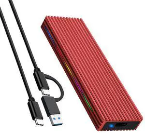 M.2 M Key SSD Enclosure 10Gbps/5Gbps USB3.1 NGFF/NVME Protocol USB-C Mobile Case Aluminum Alloy with RGB Light (NGFF C to C A,Red) M.2 M Key SSD Enclosure 10Gbps/5Gbps USB3.1 NGFF/NVME Protocol USB-C Mobile Case Aluminum Alloy with RGB Light (NGFF C to C A,Red)