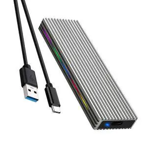 M.2 M Key SSD Enclosure 10Gbps/5Gbps USB3.1 NGFF/NVME Protocol USB-C Mobile Case Aluminum Alloy with RGB Light (NVME C to C A,Silver) M.2 M Key SSD Enclosure 10Gbps/5Gbps USB3.1 NGFF/NVME Protocol USB-C Mobile Case Aluminum Alloy with RGB Light (NVME C to C A,Silver)