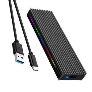 M.2 M Key SSD Enclosure 10Gbps/5Gbps USB3.1 NGFF/NVME Protocol USB-C Mobile Case Aluminum Alloy with RGB Light (NGFF C to A,Black) M.2 M Key SSD Enclosure 10Gbps/5Gbps USB3.1 NGFF/NVME Protocol USB-C Mobile Case Aluminum Alloy with RGB Light (NGFF C to A,Black)
