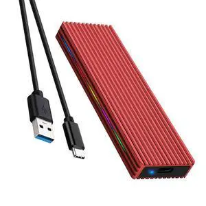 M.2 M Key SSD Enclosure 10Gbps/5Gbps USB3.1 NGFF/NVME Protocol USB-C Mobile Case Aluminum Alloy with RGB Light (NVME C to A,Red) M.2 M Key SSD Enclosure 10Gbps/5Gbps USB3.1 NGFF/NVME Protocol USB-C Mobile Case Aluminum Alloy with RGB Light (NVME C to A,Red)