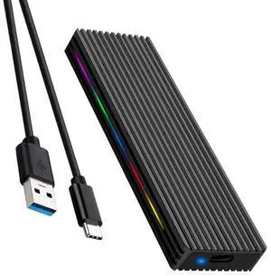M.2 M Key SSD Enclosure 10Gbps/5Gbps USB3.1 NGFF/NVME Protocol USB-C Mobile Case Aluminum Alloy with RGB Light (NVME C to A,Black) M.2 M Key SSD Enclosure 10Gbps/5Gbps USB3.1 NGFF/NVME Protocol USB-C Mobile Case Aluminum Alloy with RGB Light (NVME C to A,Black)