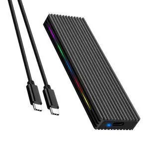 M.2 M Key SSD Enclosure 10Gbps/5Gbps USB3.1 NGFF/NVME Protocol USB-C Mobile Case Aluminum Alloy with RGB Light (NVME C to C,Black) M.2 M Key SSD Enclosure 10Gbps/5Gbps USB3.1 NGFF/NVME Protocol USB-C Mobile Case Aluminum Alloy with RGB Light (NVME C to C,Black)