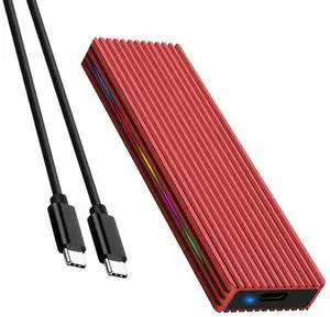 M.2 M Key SSD Enclosure 10Gbps/5Gbps USB3.1 NGFF/NVME Protocol USB-C Mobile Case Aluminum Alloy with RGB Light (NVME C to C,Red) M.2 M Key SSD Enclosure 10Gbps/5Gbps USB3.1 NGFF/NVME Protocol USB-C Mobile Case Aluminum Alloy with RGB Light (NVME C to C,Red)