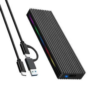 M.2 M Key SSD Enclosure 10Gbps/5Gbps USB3.1 NGFF/NVME Protocol USB-C Mobile Case Aluminum Alloy with RGB Light (NGFF C to C A,Black) M.2 M Key SSD Enclosure 10Gbps/5Gbps USB3.1 NGFF/NVME Protocol USB-C Mobile Case Aluminum Alloy with RGB Light (NGFF C to C A,Black)