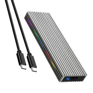 M.2 M Key SSD Enclosure 10Gbps/5Gbps USB3.1 NGFF/NVME Protocol USB-C Mobile Case Aluminum Alloy with RGB Light (NGFF C to C,Silver) M.2 M Key SSD Enclosure 10Gbps/5Gbps USB3.1 NGFF/NVME Protocol USB-C Mobile Case Aluminum Alloy with RGB Light (NGFF C to C,Silver)