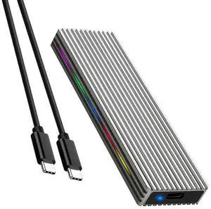 M.2 M Key SSD Enclosure 10Gbps/5Gbps USB3.1 NGFF/NVME Protocol USB-C Mobile Case Aluminum Alloy with RGB Light (NVME C to C,Silver) M.2 M Key SSD Enclosure 10Gbps/5Gbps USB3.1 NGFF/NVME Protocol USB-C Mobile Case Aluminum Alloy with RGB Light (NVME C to C,Silver)