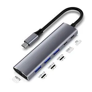 Multiport HUB Dock 5Gbps USB 3.0 4Port High Speed USB-C S·plitter for PC Computer Laptop (USB-C 6in1 HUB) Multiport HUB Dock 5Gbps USB 3.0 4Port High Speed USB-C S·plitter for PC Computer Laptop (USB-C 6in1 HUB)