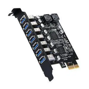 PCIe x1 to 7-Port USB 3.2 19Pin Expansion Card 5Gbps High Speed for Motherboard PCIe x1 to 7-Port USB 3.2 19Pin Expansion Card 5Gbps High Speed for Motherboard