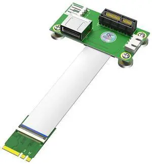 NGFF M.2 Key A + E to PCI-E 1X + USB2.0 Riser Card with Magnetic Pads 4Pin Power Input Support for X4 X8 X16 (25cm) NGFF M.2 Key A + E to PCI-E 1X + USB2.0 Riser Card with Magnetic Pads 4Pin Power Input Support for X4 X8 X16 (25cm)