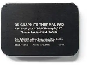 12pcs 40W/m.k 3D Graphite Thermal Pad RTX 3090/3080 Memory Thermal Grease Pad Graphics Card IC Cooling GDDR 6X VRAM Graphene Cooling (12x14x2.2mm) 12pcs 40W/m.k 3D Graphite Thermal Pad RTX 3090/3080 Memory Thermal Grease Pad Graphics Card IC Cooling GDDR 6X VRAM Graphene Cooling (12x14x2.2mm)