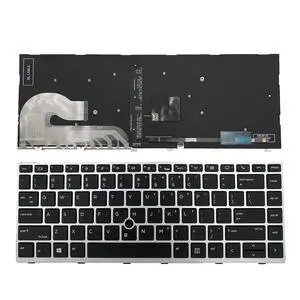 Laptop Replacement US Keyboard for HP EliteBook 840 G5 846 G5 745 G5 US Silver Frame with Backlit with Pointer Laptop Replacement US Keyboard for HP EliteBook 840 G5 846 G5 745 G5 US Silver Frame with Backlit with Pointer