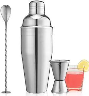 24oz Cocktail Shaker Set, Bartender Kit with Martini Shaker + Bar Spoon + Jigger, 304 Stainless Steel Drink Mixer Cocktail Kit with Built-in Strainer for Margarita Bartender Alcohol Gifts 24oz Cocktail Shaker Set, Bartender Kit with Martini Shaker + Bar Spoon + Jigger, 304 Stainless Steel Drink Mixer Cocktail Kit with Built-in Strainer for Margarita Bartender Alcohol Gifts