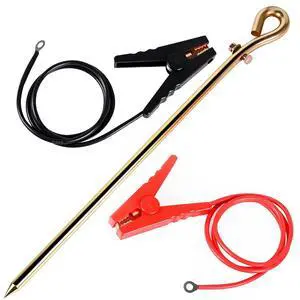 Electric Fence Wire, 18in Grounding Rod, Alligator Clips with 3.7ft Wires, Solar Electric Fence Lead Kit Connects Solar Powered Electric Fence Energizer Charger Generator Electric Fence Wire, 18in Grounding Rod, Alligator Clips with 3.7ft Wires, Solar Electric Fence Lead Kit Connects Solar Powered Electric Fence Energizer Charger Generator