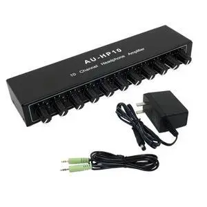 10 Channel Headphone Amplifier Amp, Stereo Audio Headphone Splitter Distributor, Aux Mini TRS 3.5mm Audio Interface & Cable, 12V 1A Power Adapter for Audio Mix Recording Studio Stage 10 Channel Headphone Amplifier Amp, Stereo Audio Headphone Splitter Distributor, Aux Mini TRS 3.5mm Audio Interface & Cable, 12V 1A Power Adapter for Audio Mix Recording Studio Stage
