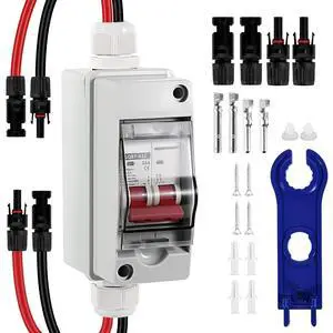 32A Solar Disconnect Switch 12V-500V AC DC Circuit Breaker Box 2 Poles | Non-polarized PV Isolator Switch IP65 Plug & Play with MC4 Connectors for Home Outdoor RV Solar Panel Battery EV Charging 32A Solar Disconnect Switch 12V-500V AC DC Circuit Breaker Box 2 Poles | Non-polarized PV Isolator Switch IP65 Plug & Play with MC4 Connectors for Home Outdoor RV Solar Panel Battery EV Charging